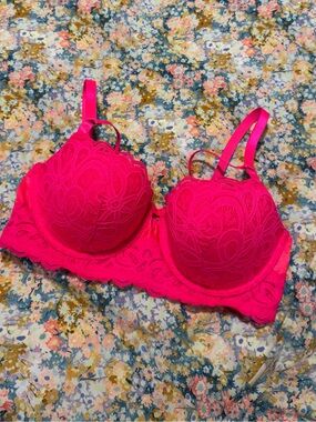 Aerie Hot Pink Lace Underwire Strappy Bra